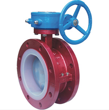 D341F46蝸輪式襯氟法蘭蝶閥